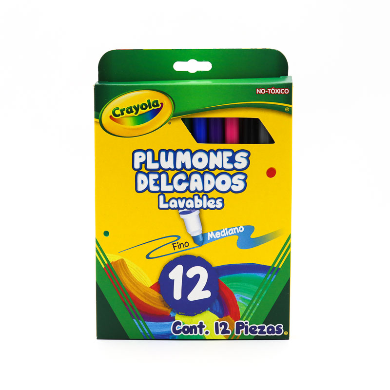 Plumones Supertips Delgados Crayola Lavables 12pzas