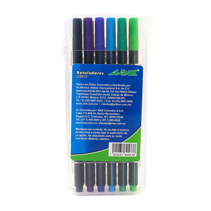 Set 12 Rotuladores Finos 0.4mm Colores Aink