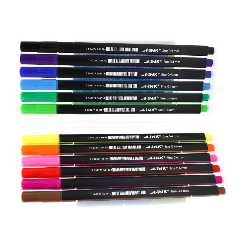 Set 12 Rotuladores Finos 0.4mm Colores Aink