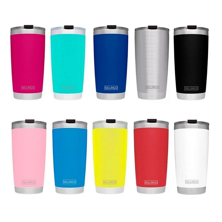 Termo Vaso Sellingo Acero Inoxidable Doble Capa 20 Oz Matte Plata Silver