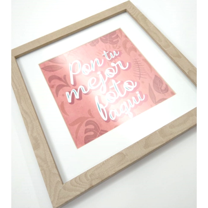 Set de 9 marcos color Maple Claro con Maria Luisa y cristal PASPARTÚ FRAMES