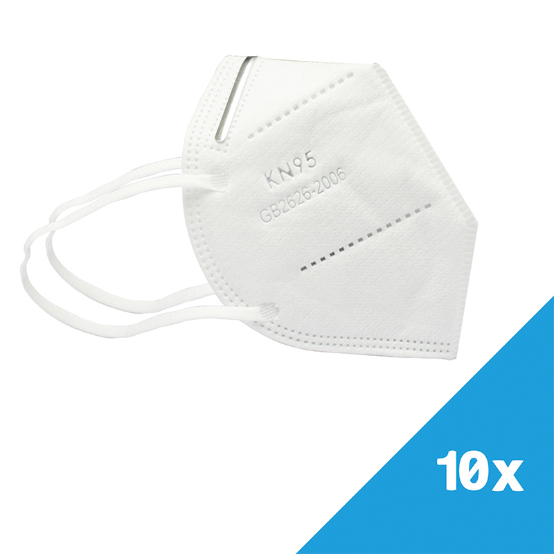 Cubre bocas de 5 capas KN95 - Mascarilla de máxima protección para partículas PM 2.5 - Resorte ergonómico que no lastima - 10 pzas.