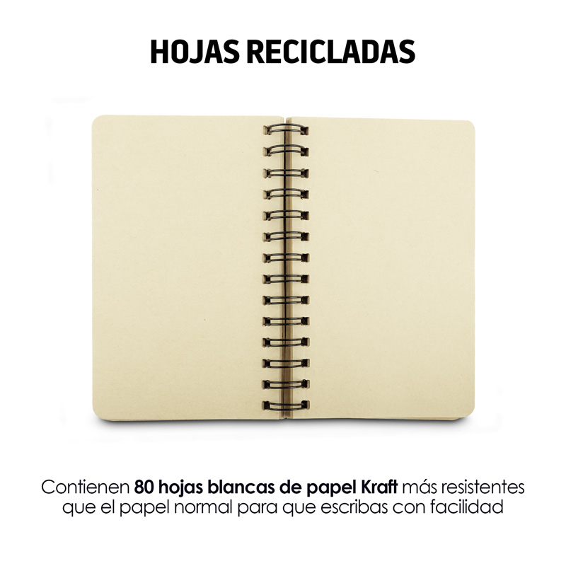 Libretas de Bambú Pasta Dura 80 Hojas Recicladas 3pz Redlemon
