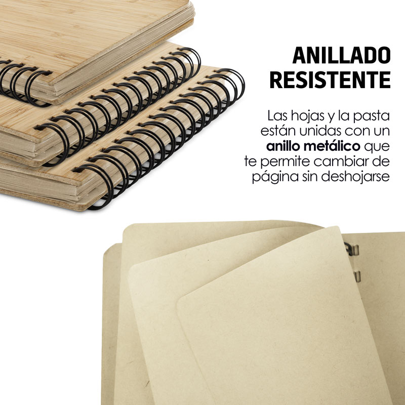 Libretas de Bambú Pasta Dura 80 Hojas Recicladas 3pz Redlemon