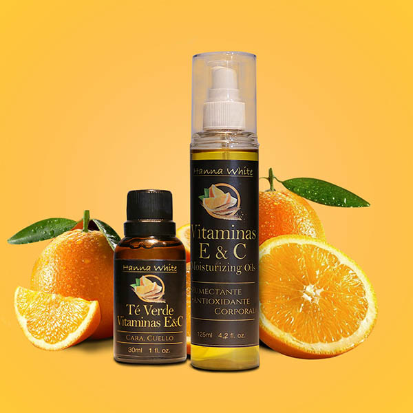 Kit Antioxidante de Vitamina E Facial y Corporal I 1 aceite de Té Verde 30ml + 1 Aceite de Vitamina E 125ml + Jabón I Hanna White 
