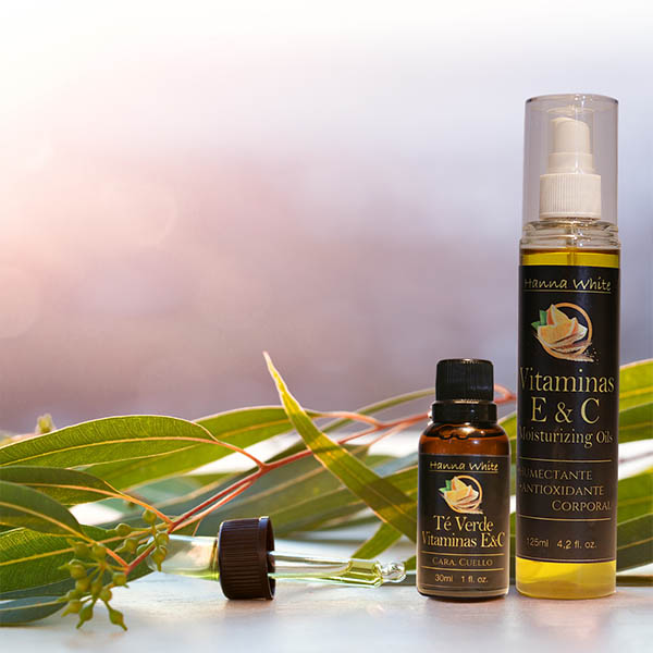 Kit Antioxidante de Vitamina E Facial y Corporal I 1 aceite de Té Verde 30ml + 1 Aceite de Vitamina E 125ml + Jabón I Hanna White 