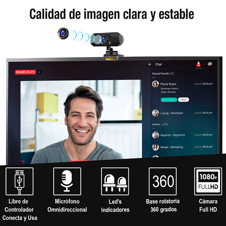 Camara web Webcam Full Hd Usb 20 microfono Pc Laptop video