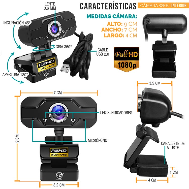 Camara web Webcam Full Hd Usb 20 microfono Pc Laptop video