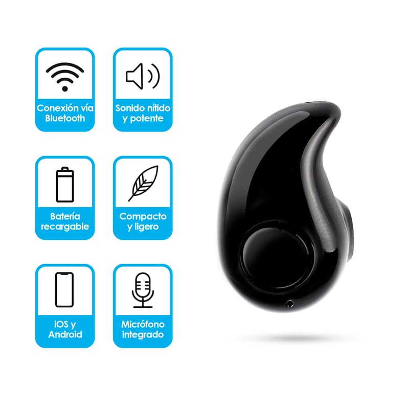 Redlemon Mini Manos Libres Bluetooth. Audífono y Micrófono tipo Chícharo