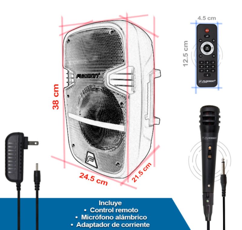 BAFLE AMPLIFICADO FUSSION PBS-9936BK 8" 5 000 W END4**