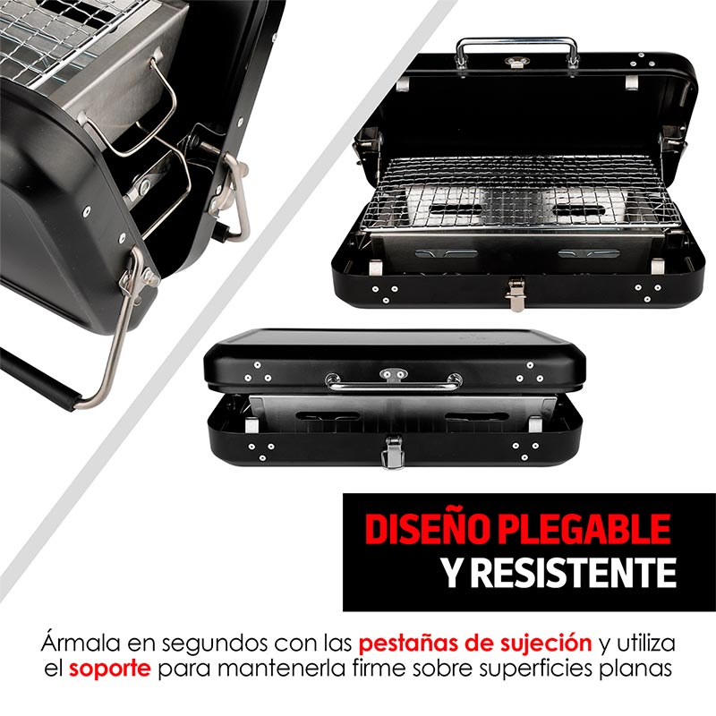 Asador Portátil Acero Inoxidable Plegable Maletín Redlemon