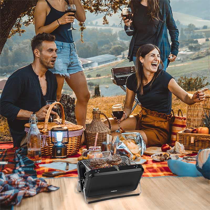 Asador Portátil Acero Inoxidable Plegable Maletín Redlemon