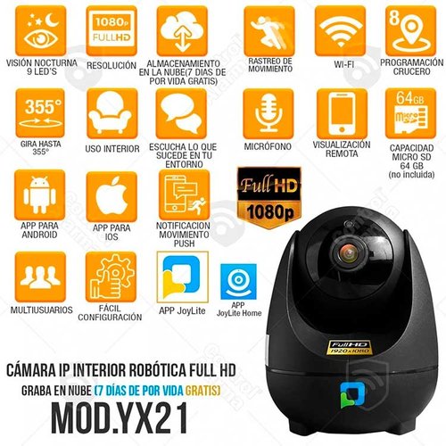 Camaras Wifi Ip FHD Seguridad Nube Rastreo Micro SD 16gb