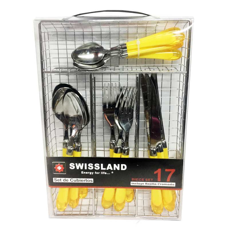SWISSLAND SET DE CUBIERTOS 17 PIEZAS AMARILLO  REJILLA