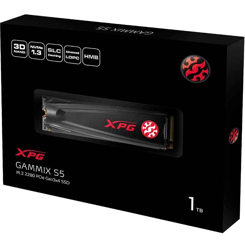 Unidad de Estado Solido SSD M.2 1TB XPG GAMMIX S5 NVMe PCIe 3.0 2100/1500 MB/s AGAMMIXS5-1TT-C 