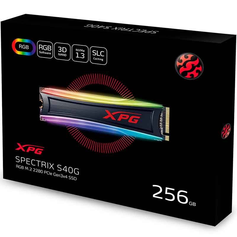 Unidad de Estado Solido SSD M.2 256GB XPG SPECTRIX S40G NVMe PCIe 3.0 3500/1200 MB/s AS40G-256GT-C 