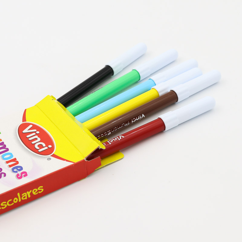 Plumones De Colores Delgados Lavables Vinci 6 Pzas