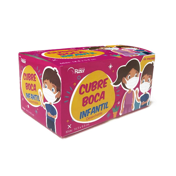 CAJA DE CUBREBOCAS INFANTIL TERMOSELLADOS PLISADOS