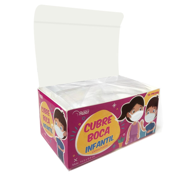 CAJA DE CUBREBOCAS INFANTIL TERMOSELLADOS PLISADOS