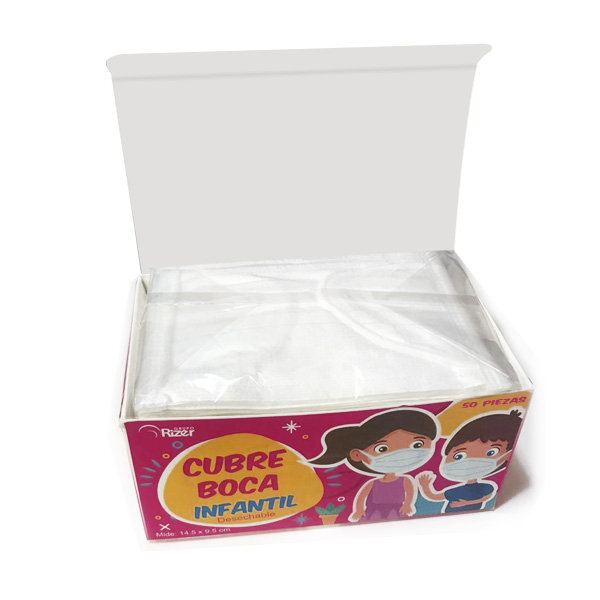 CAJA DE CUBREBOCAS INFANTIL TERMOSELLADOS PLISADOS