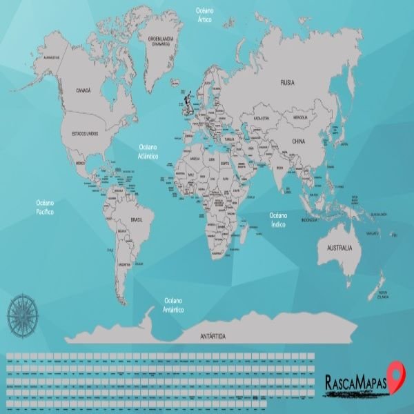 Rasca Mapa del mundo con banderas