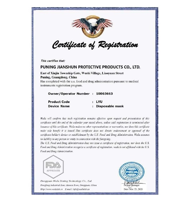 RESPIRADOR MASCARILLA CUBREBOCAS KN95 CERTIFICADO FDA CE - 100 PIEZAS