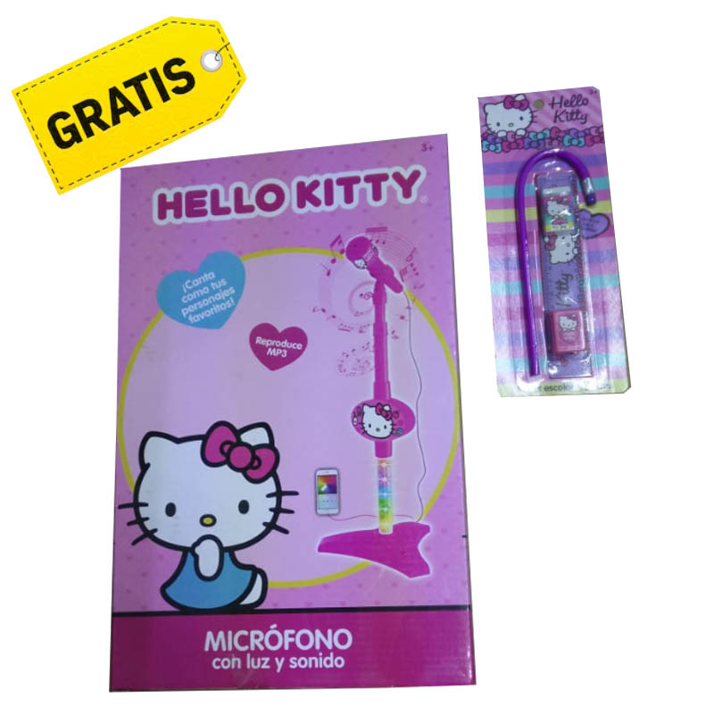 Hello Kitty- Microfono con luz, sonido, amplificador y entrada MP3 GRATIS Set Escolar