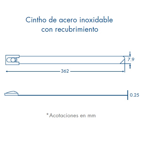 CINTURON DE ACERO INOXIDABLE DE 36 CM X 7.9MM CON RECUBRIMIENTO BOLSA CON 100 PZAS MARCA THORSMAN 4100-03000.