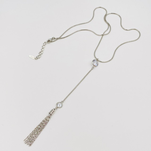 Collar Corbatita con Cristales-Baño de Rodio- Plateado