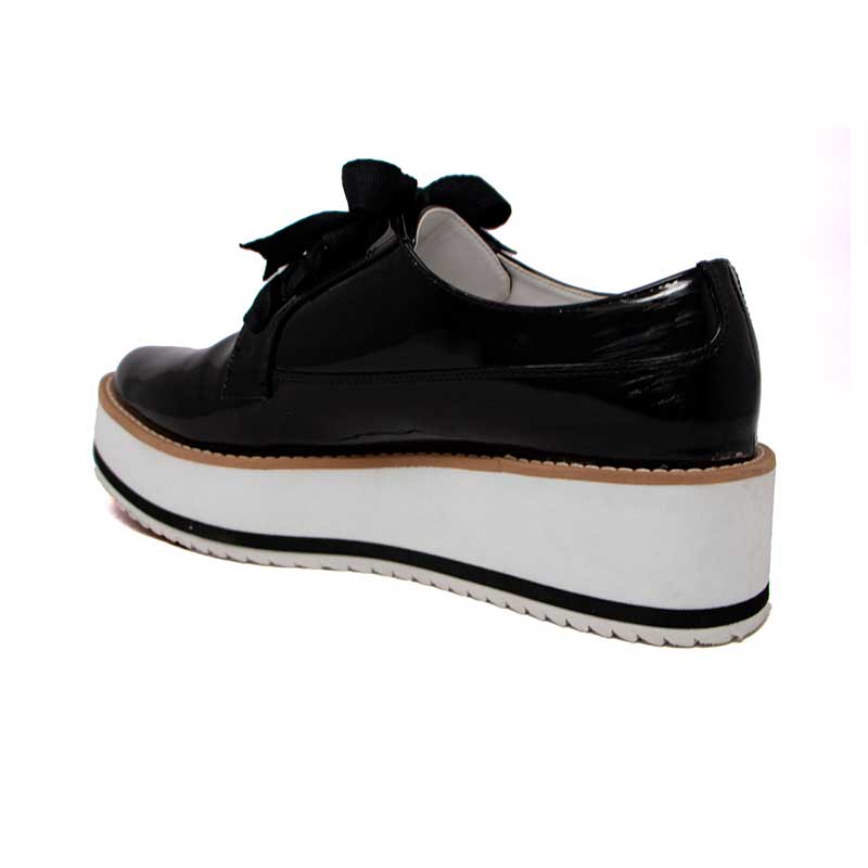 Mules De Plataforma Vida Leve Para Mujer Charol Color Negro