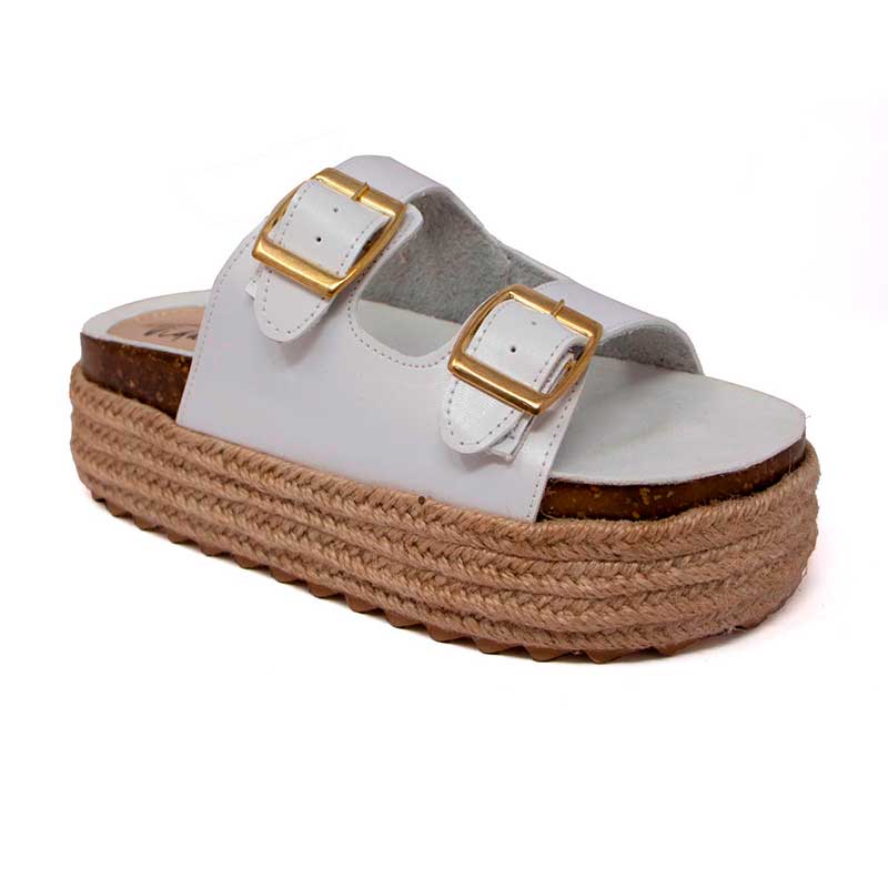 Sandalia De Plataforma Vida Leve Para Mujer Color Blanco