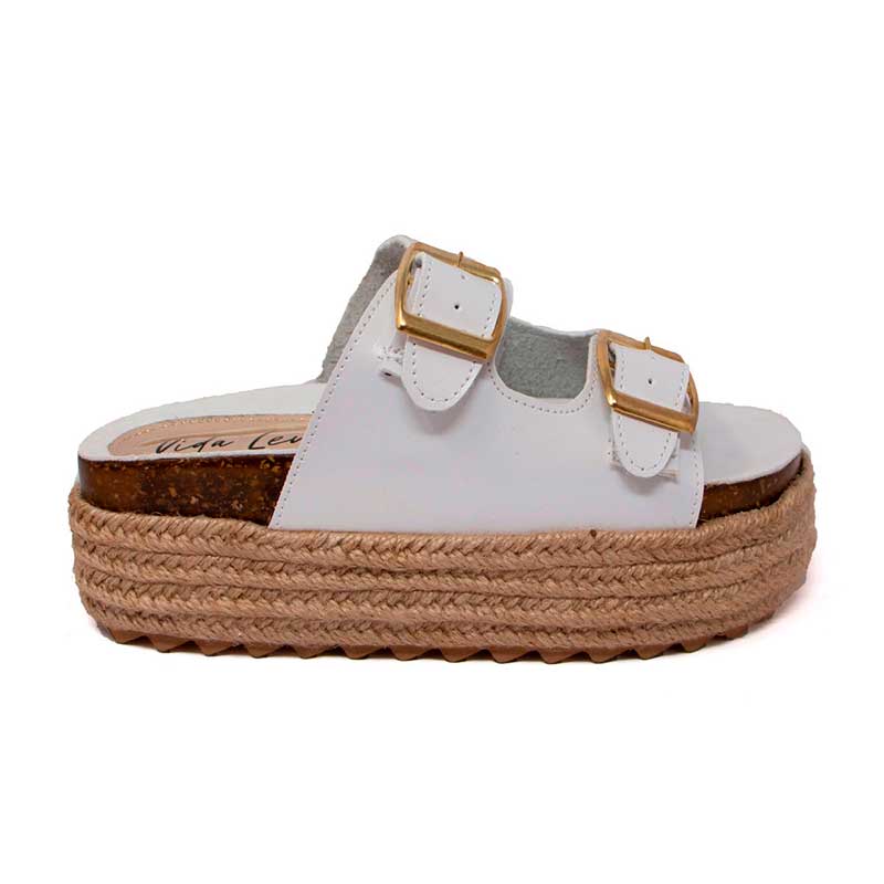 Sandalia De Plataforma Vida Leve Para Mujer Color Blanco