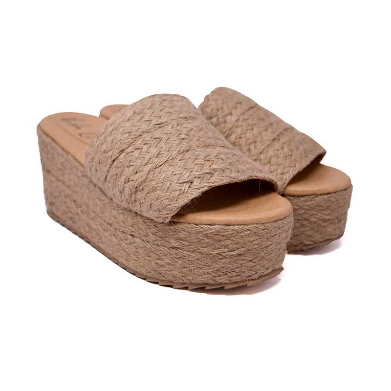 Sandalia Plataforma De Yute Vida Leve De Mujer Color Natural