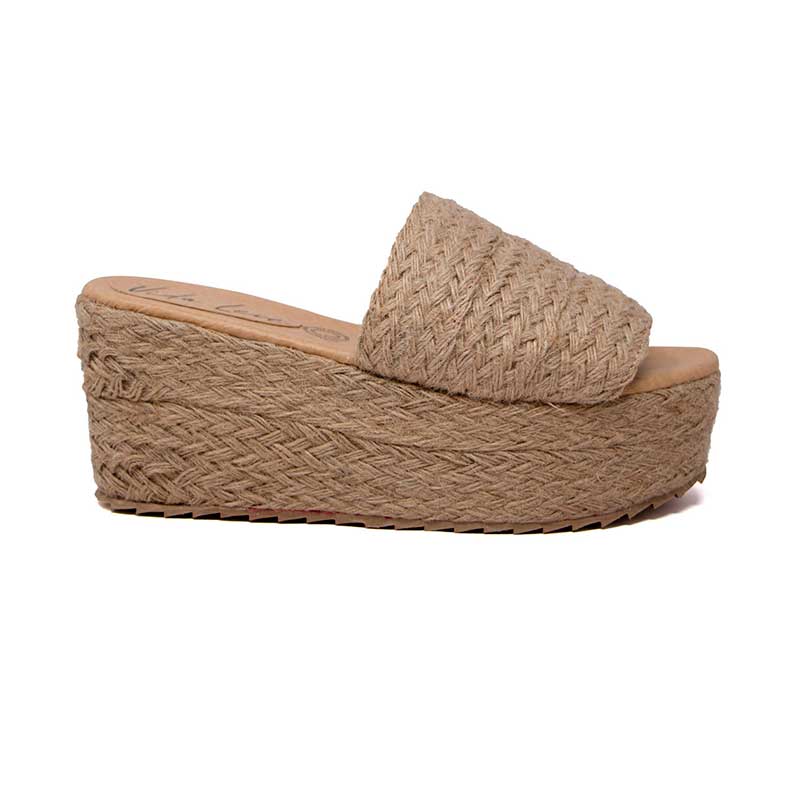 Sandalia Plataforma De Yute Vida Leve De Mujer Color Natural