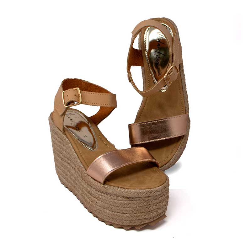 Sandalia De Plataforma Vida Leve Para Mujer Color Rose Gold