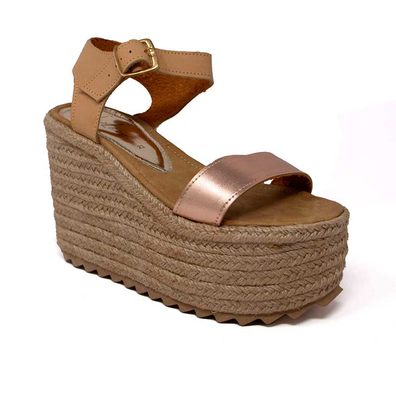 Sandalia De Plataforma Vida Leve Para Mujer Color Rose Gold