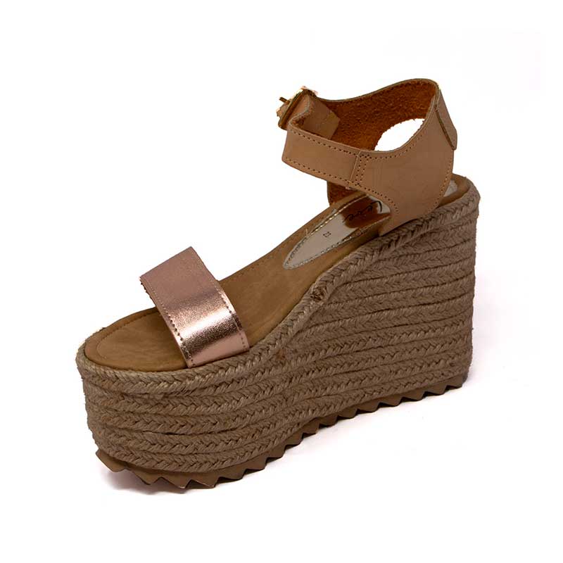 Sandalia De Plataforma Vida Leve Para Mujer Color Rose Gold