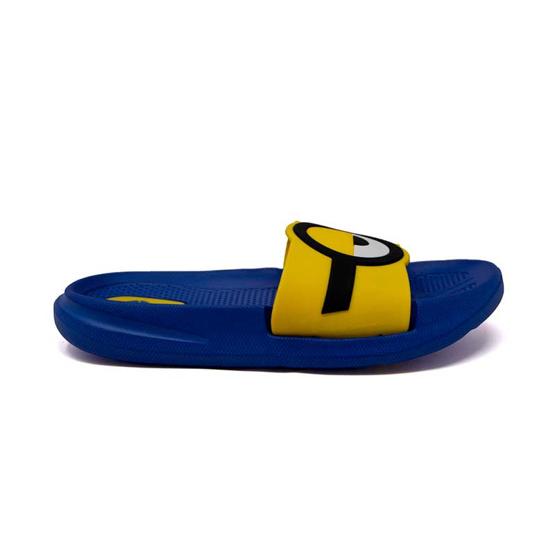 Sandalia Slide Para Niño Minions Azul Estampado Ojo Minions