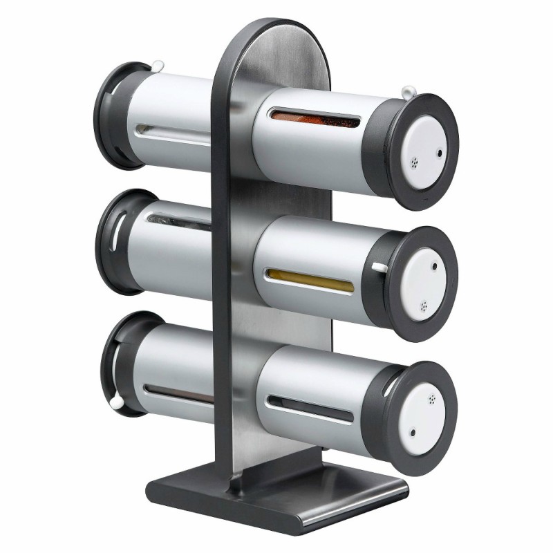 Especiero Plata Torre Magnética 6 Frascos Marca Zevro Modelo MSR-600