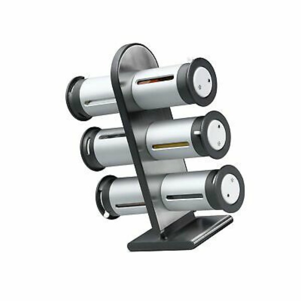 Especiero Plata Torre Magnética 6 Frascos Marca Zevro Modelo MSR-600