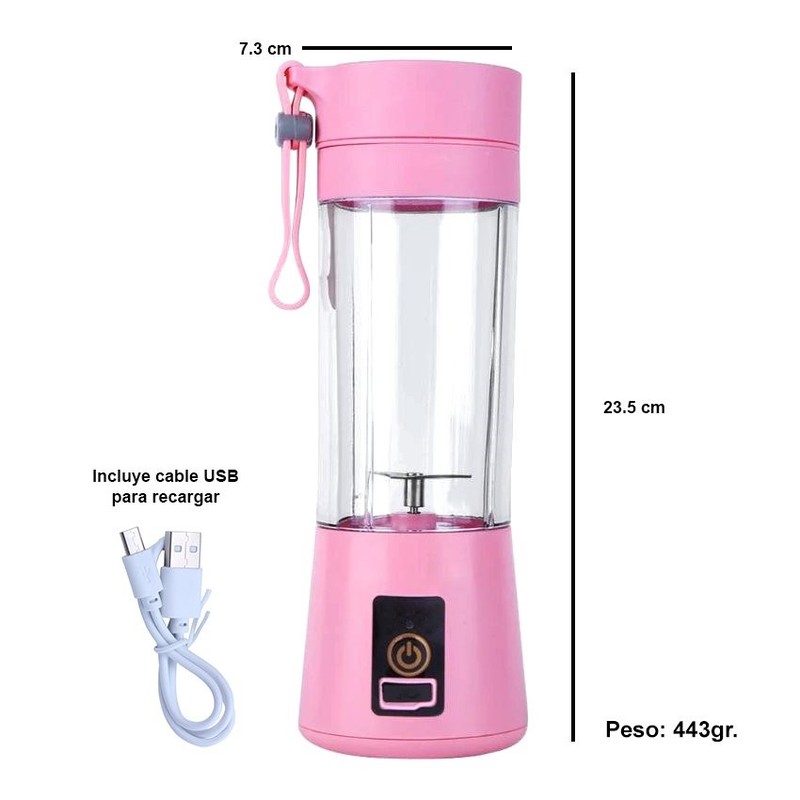 Mini Licuadora Portátil Rosa RC-26P            