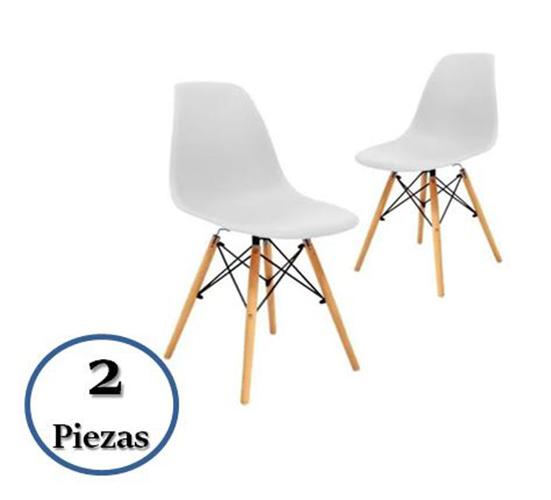 Set De 2 Sillas Eames Modernas Minimalistas Oslo Blanco