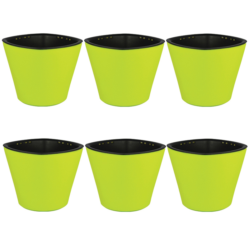 Kit 6 X Maceta Autorregable Oc1009 Decorativa, Ovalada - Mini, Moderna, Interior - Suculentas - Autorriego Inteligente - Verde Mate