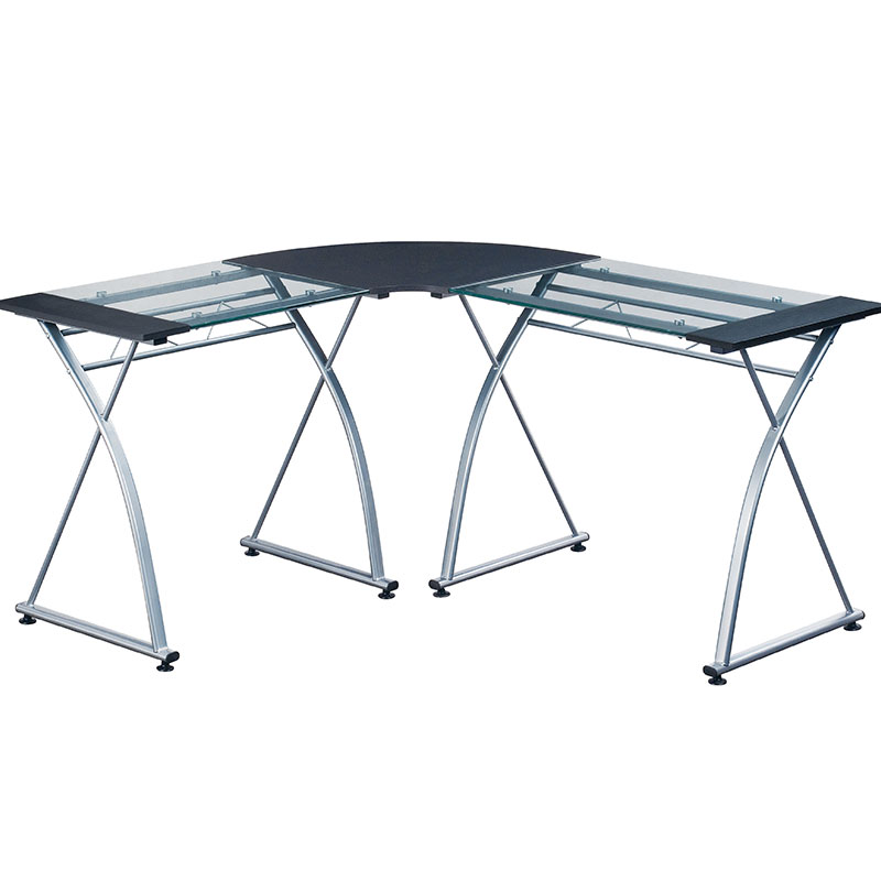 Escritorio en L Madison Cristal Templado color gris