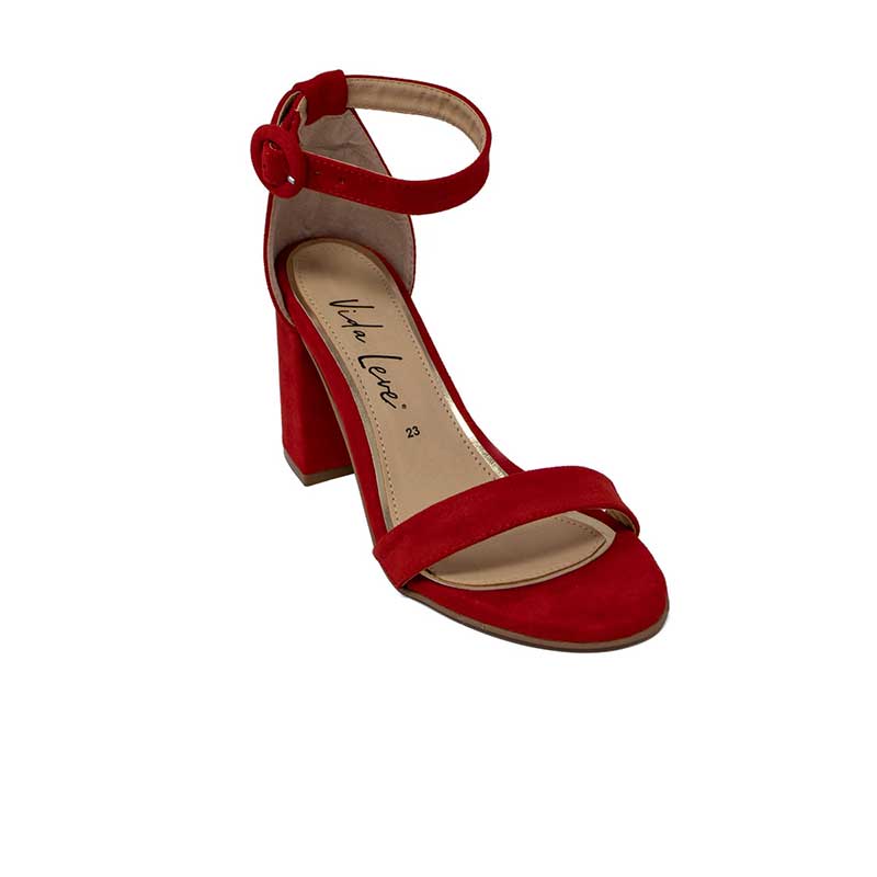 Zapatilla De Tacon Grueso Vida Leve Para Mujer Color Rojo