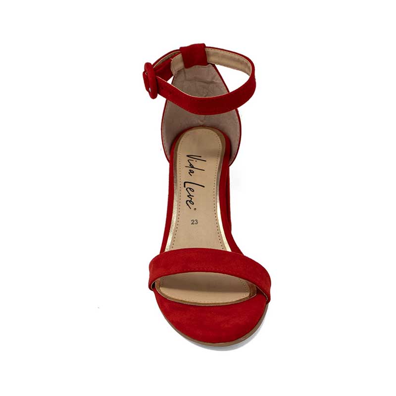 Zapatilla De Tacon Grueso Vida Leve Para Mujer Color Rojo