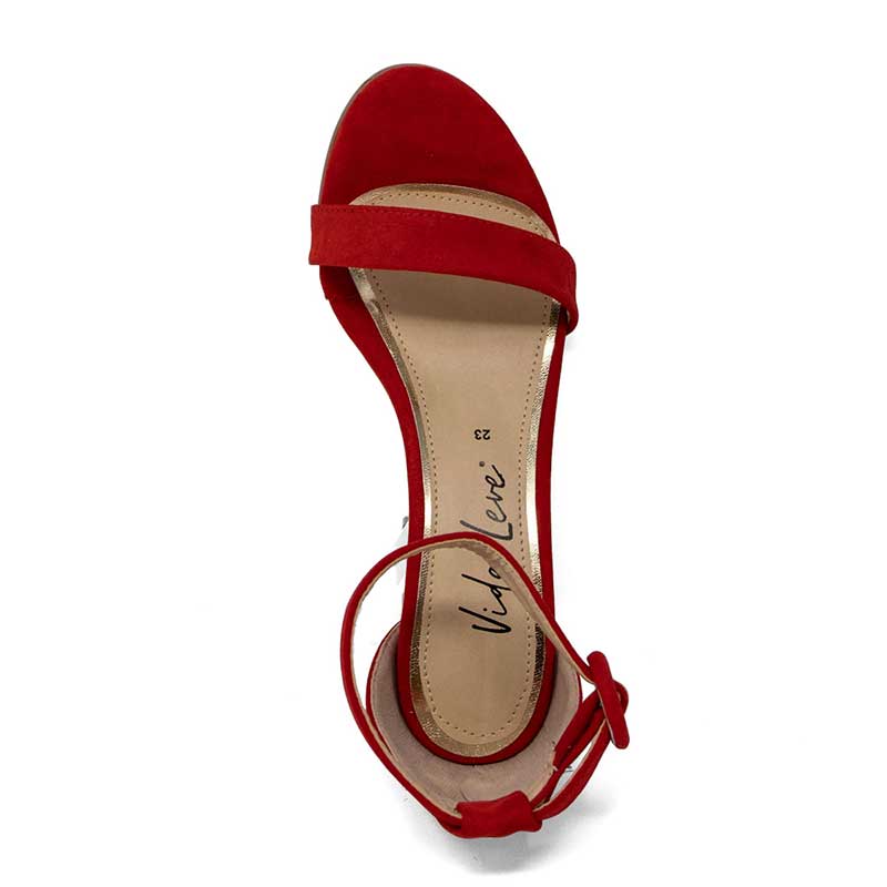 Zapatilla De Tacon Grueso Vida Leve Para Mujer Color Rojo