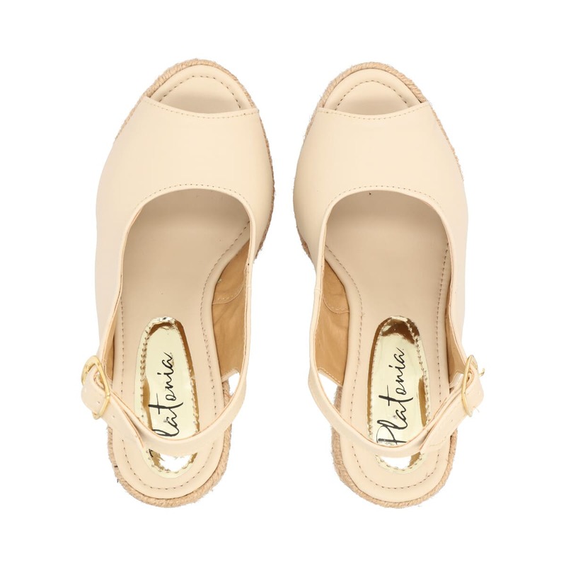 Sandalia De Plataforma Para Mujer Color Nude Con LÃ¡tigo