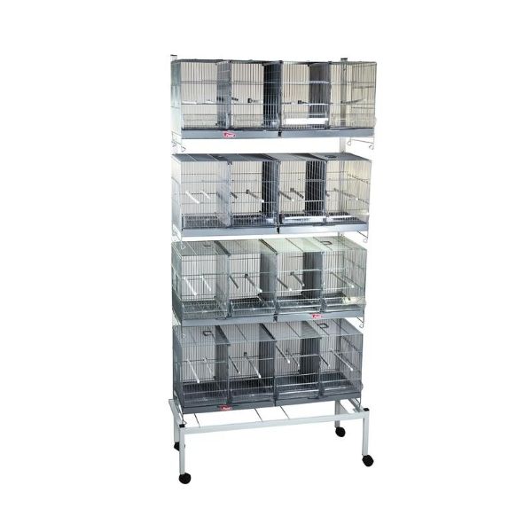 RACK DE 4 JAULAS DESMONABLES DE 100 CM ZINCADAS CON SOPORTE DESARMABLE.