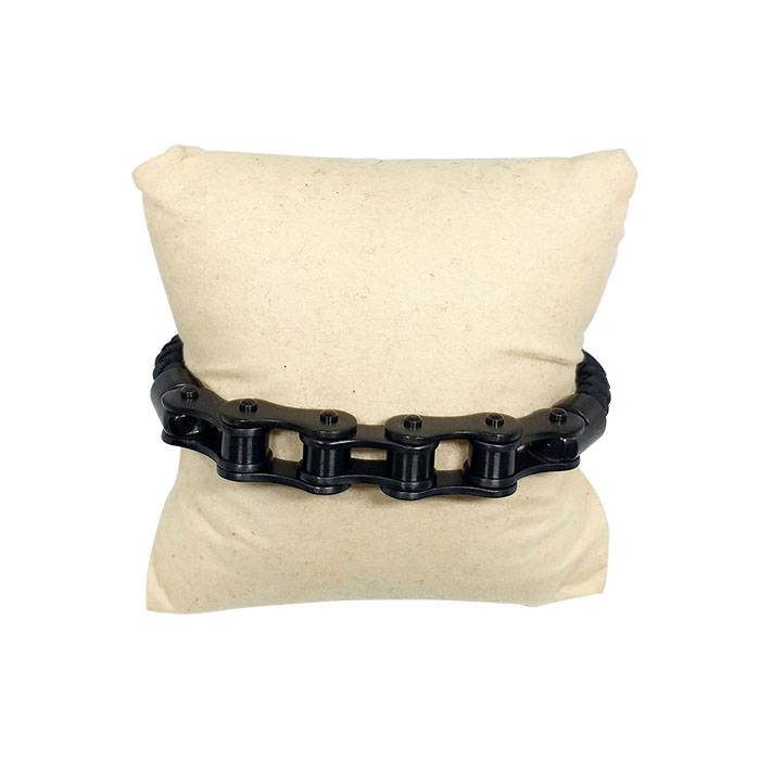 Pulsera Caballero Piel Genuina + Acero Quirurgico 316L Cadena MEC negra